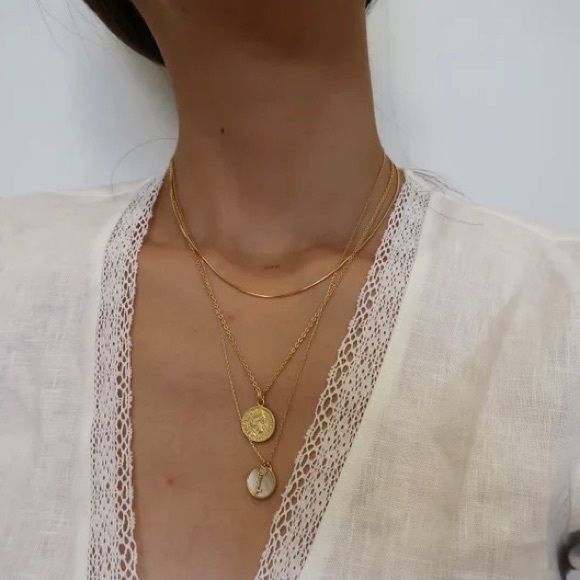 Super Thin Round Gold Snake Chain Necklace - Picture 3 of 9